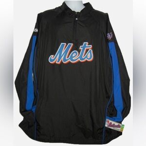 Men’s New York Mets MLB Baseball Majestic Dugout Pullover Jacket size Large